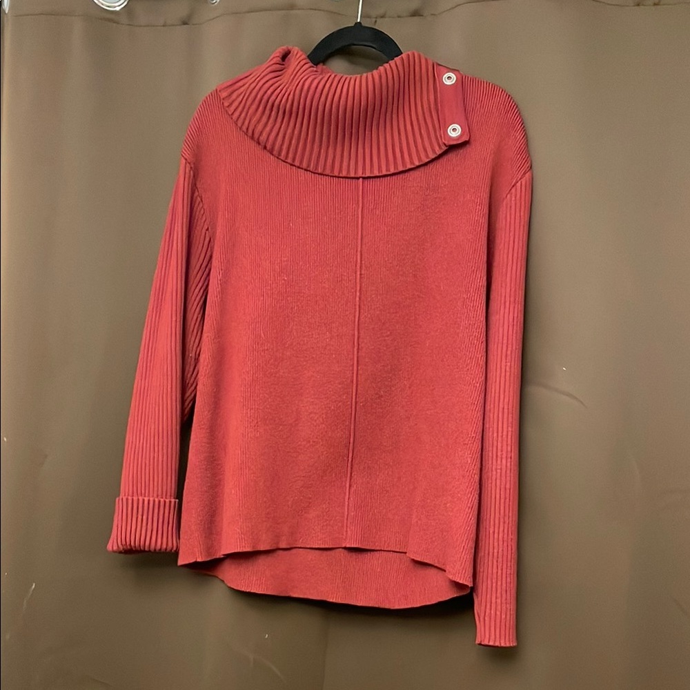 CAbi Red Turtleneck Sweater with Cozy Ribbed Design